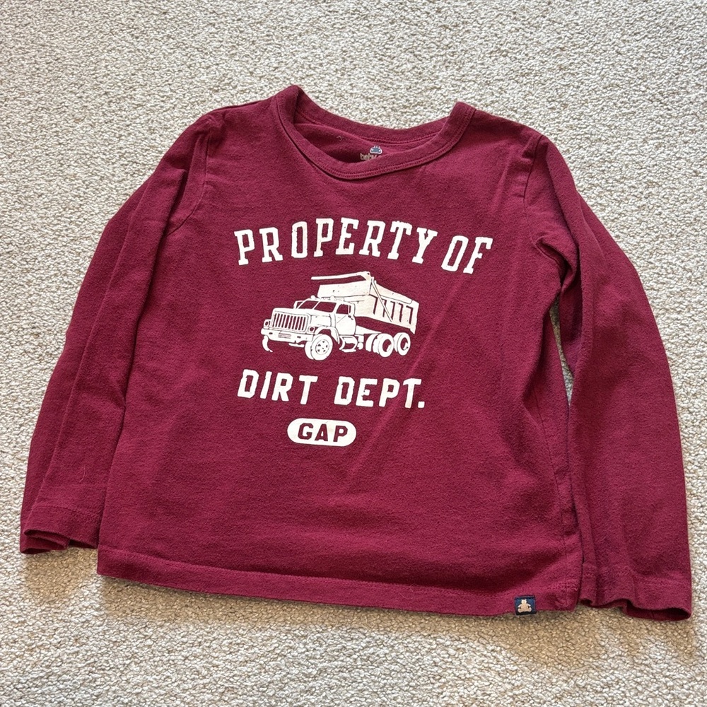 GAP Maroon Long Sleeve Tee with Truck Graphic